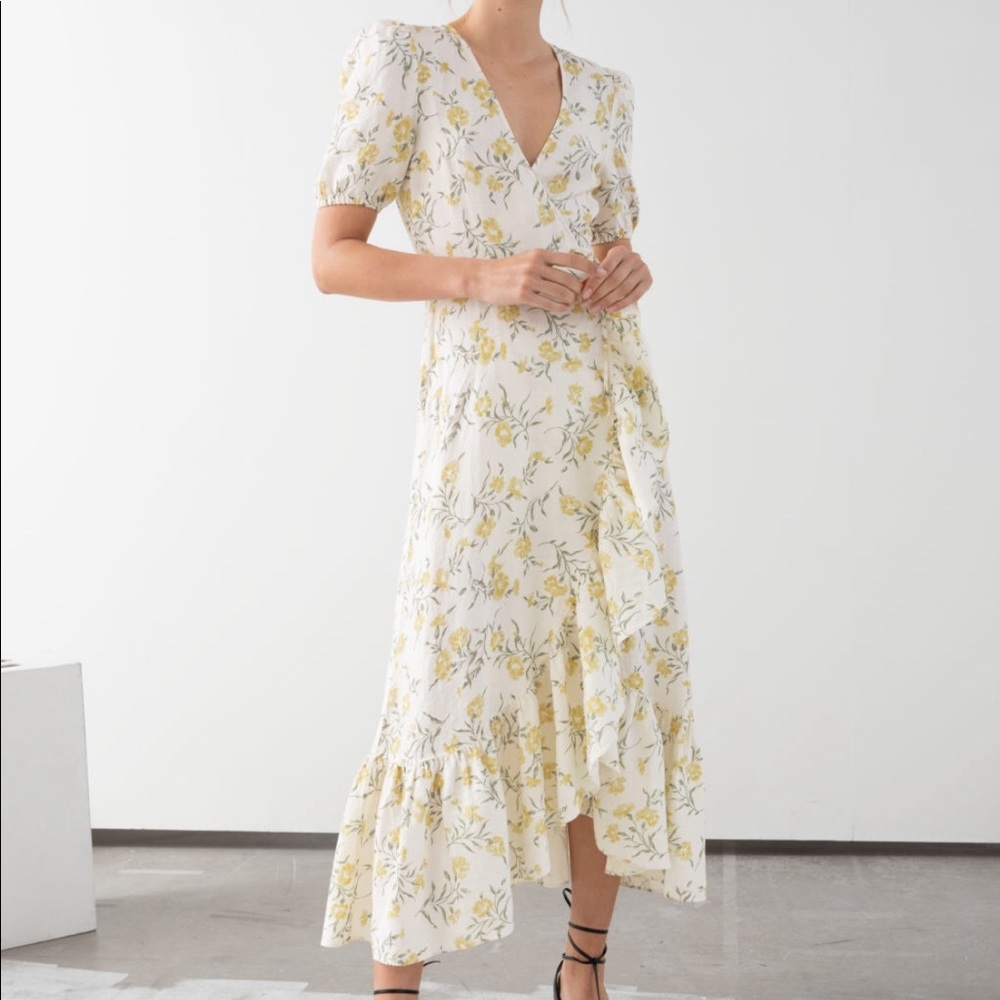 NEVER WORN & Other Stories Linen Wrap Dress